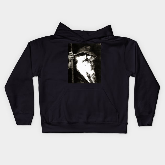 Scandinavian God Odin The Wanderer Kids Hoodie by taiche